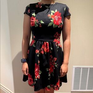 B Darlin Floral Black Mini Dress